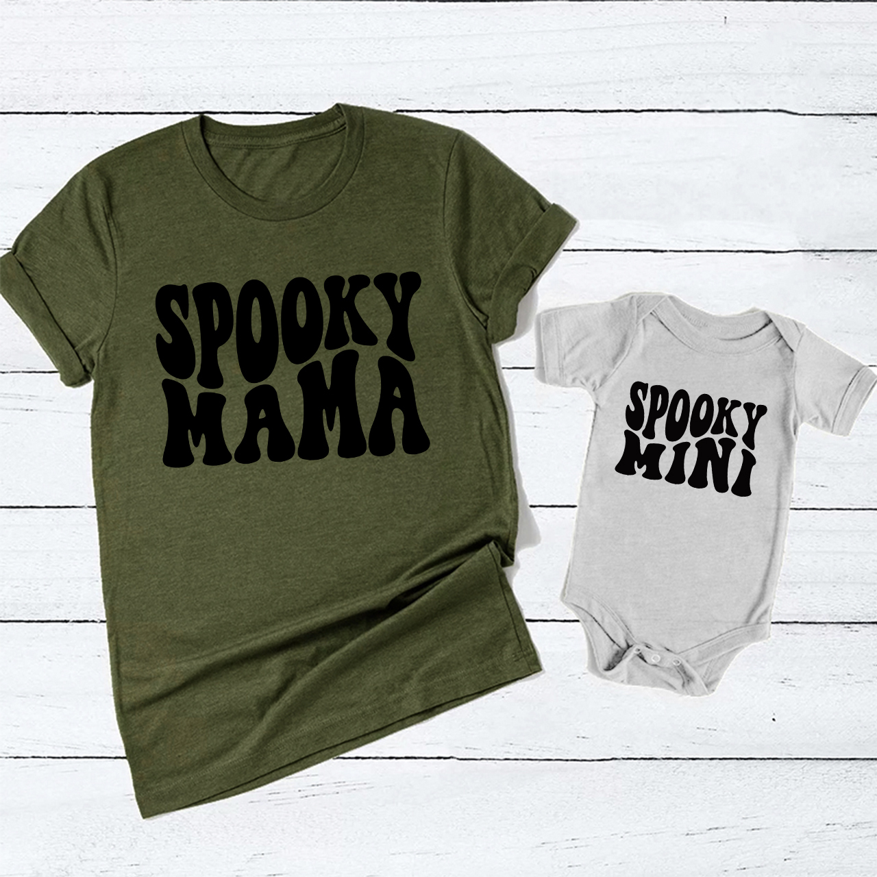 Halloween Spooky Mama Spooky Mini  Mom&Me Matching Shirt