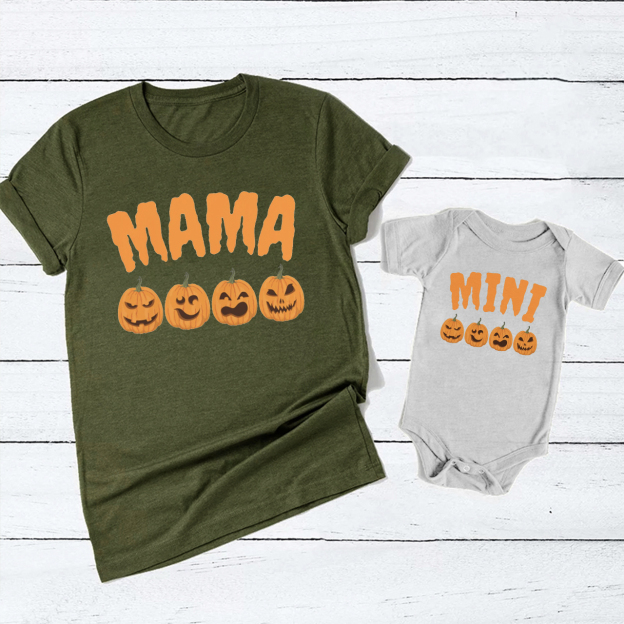 Halloween Mama Mini Grimace Pumpkin Mom&Me Matching Shirt
