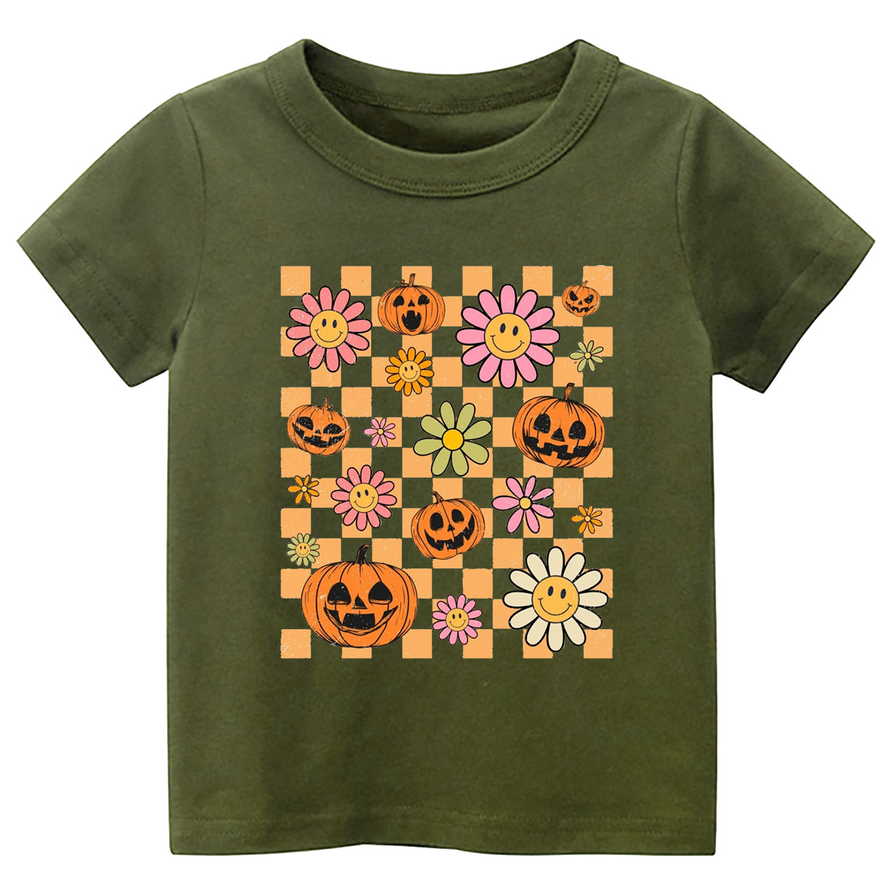 Retro Halloween Pumpkins Natural Kids Shirts