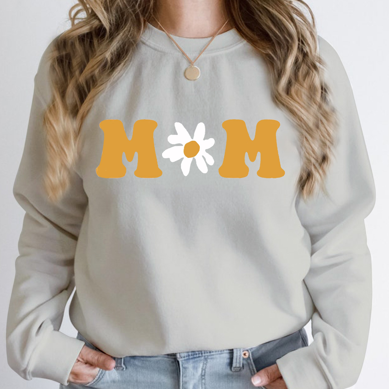 Boho Daisy Sweatshirt For Mama
