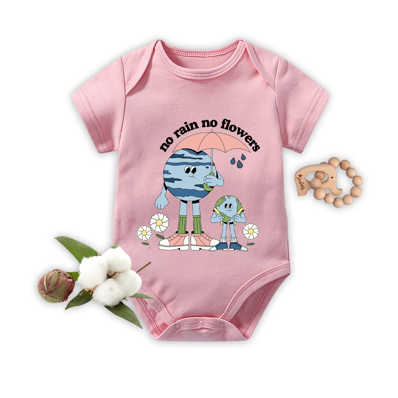 No Rain No Flowers Earth Day Bodysuit For Baby