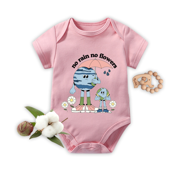 No Rain No Flowers Earth Day Bodysuit For Baby