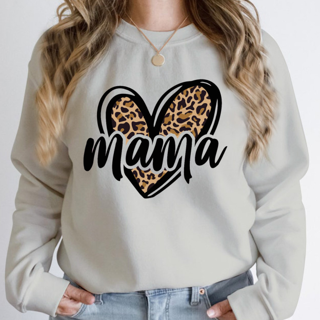 Leopard Print Heart Mom Sweatshirt
