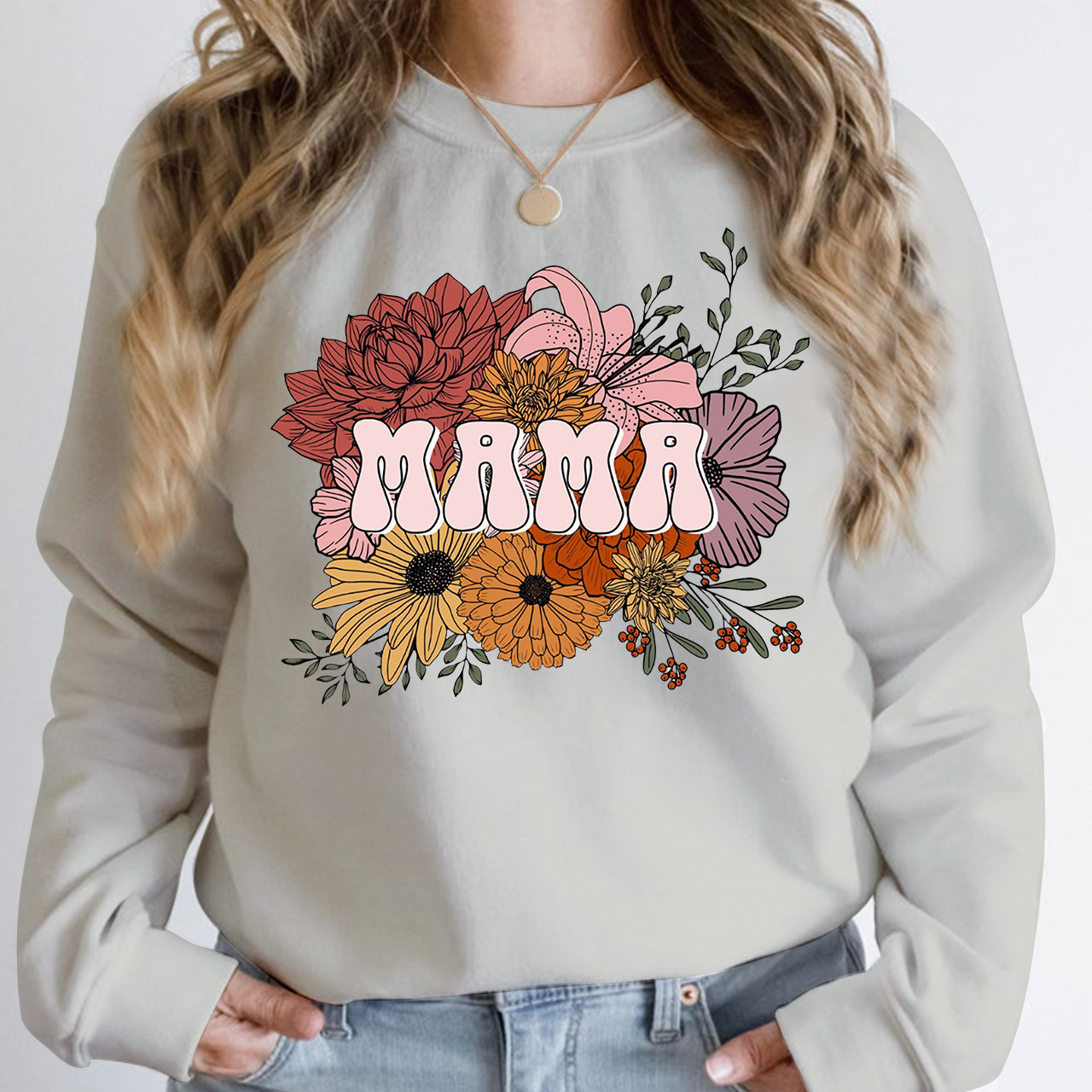New Mom Gift Floral Vintage Sweatshirt