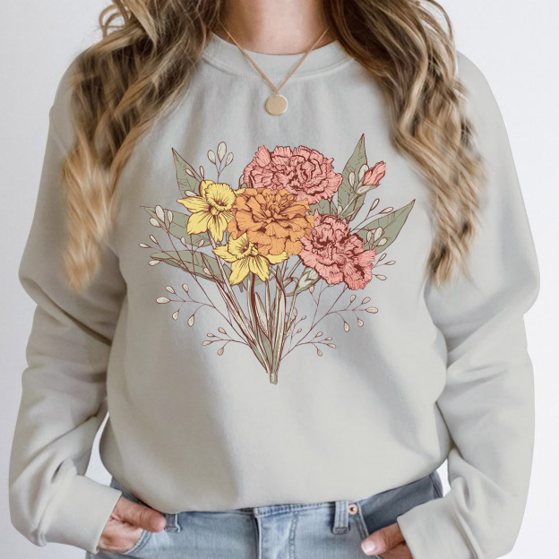Personalized Birth Flower Family Bouquet Sweatshirt