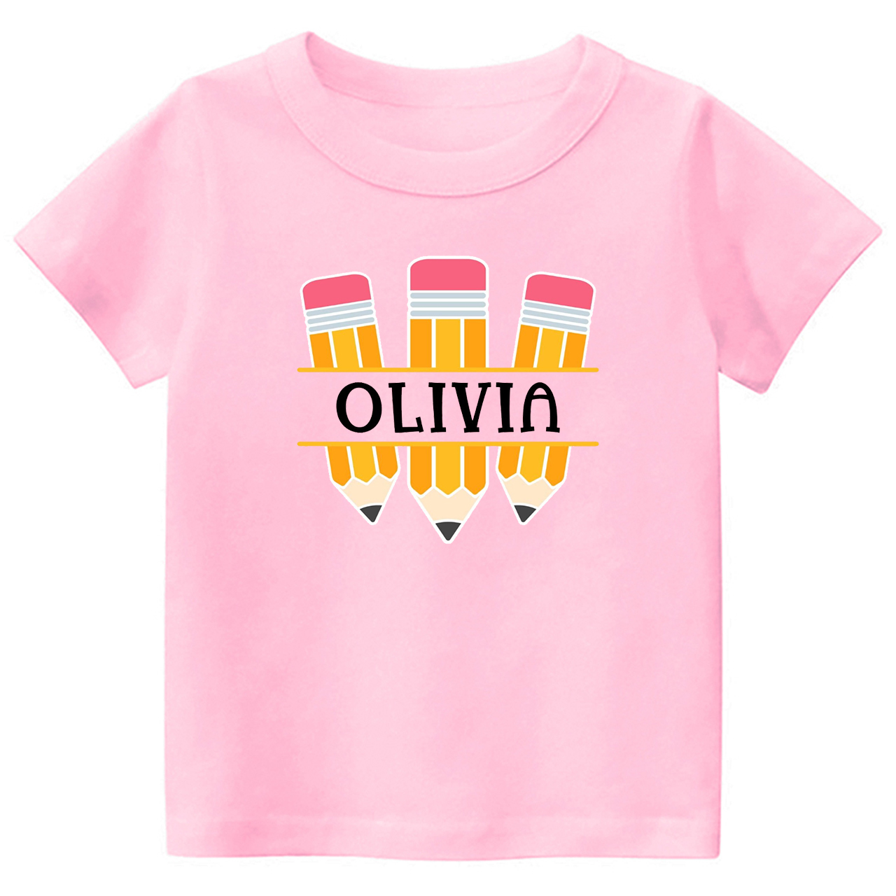 Personalized Name Three Pencil Back To School Kids Shirt