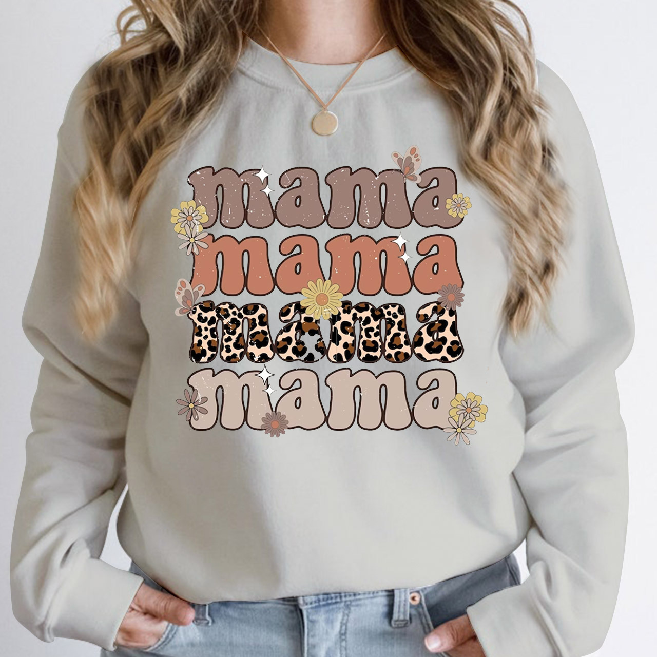 Leopard Mama Retro Flower Sweatshirt