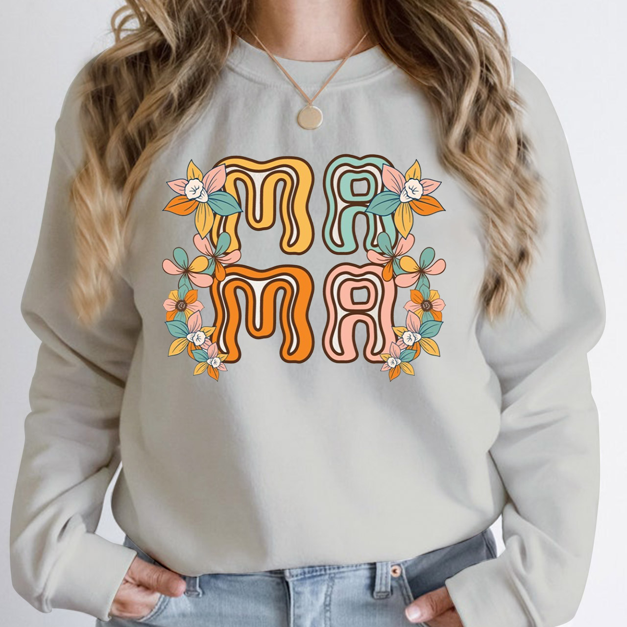 Retro Flowers Vintage Mama Sweatshirt