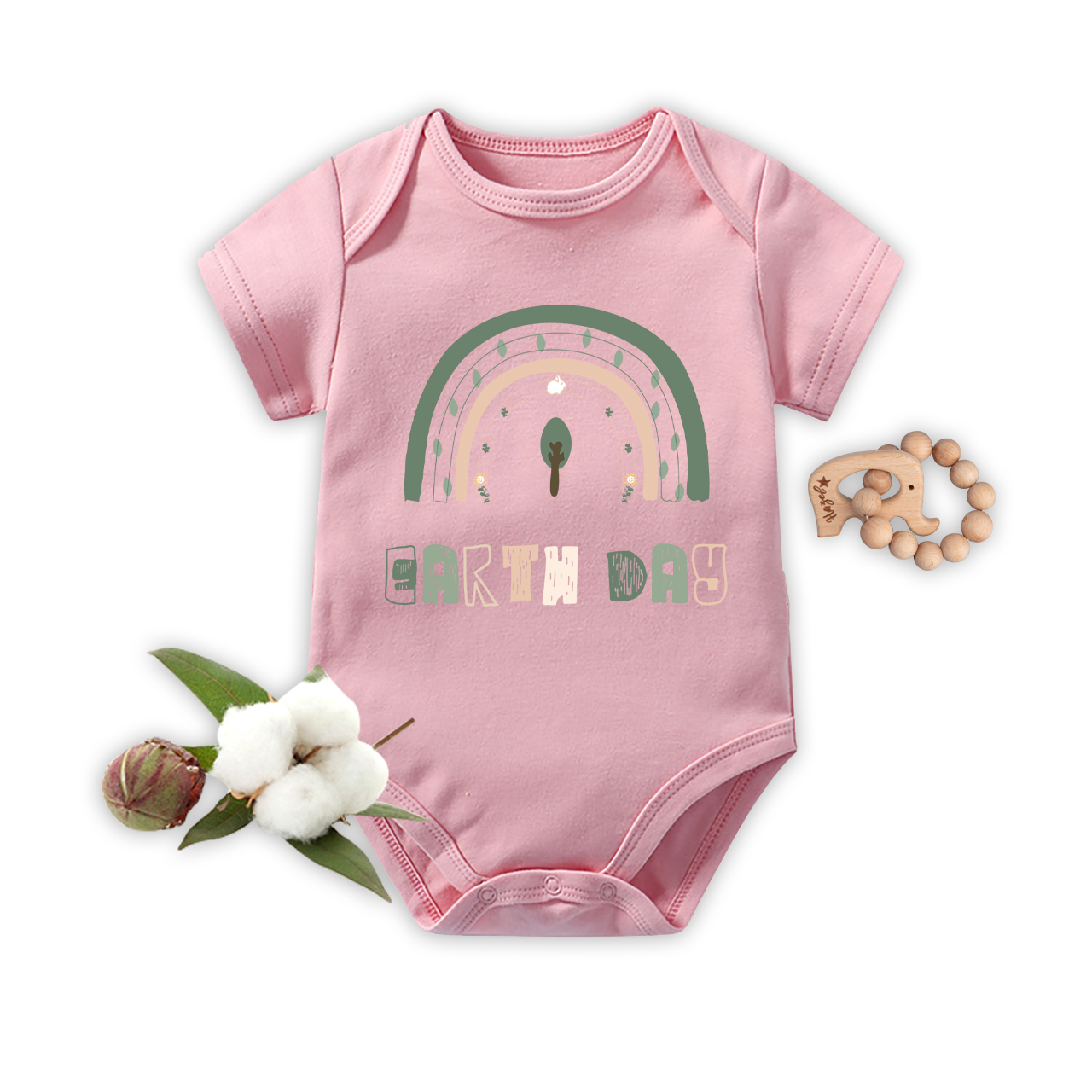 Rainbow Retro Wavy Text Love Earth Bodysuit For Baby