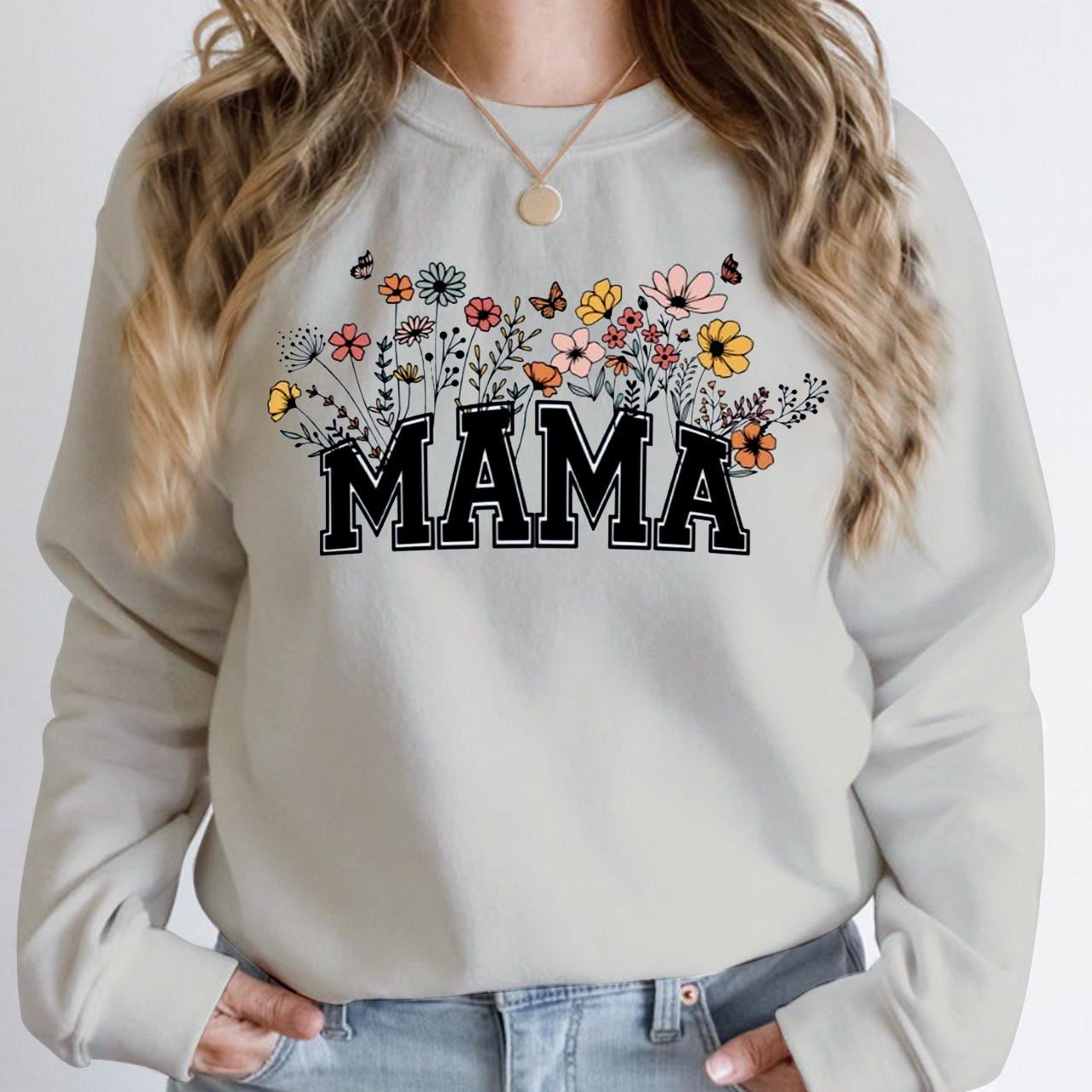Mama With Wildflowers Gift Sweatshirt