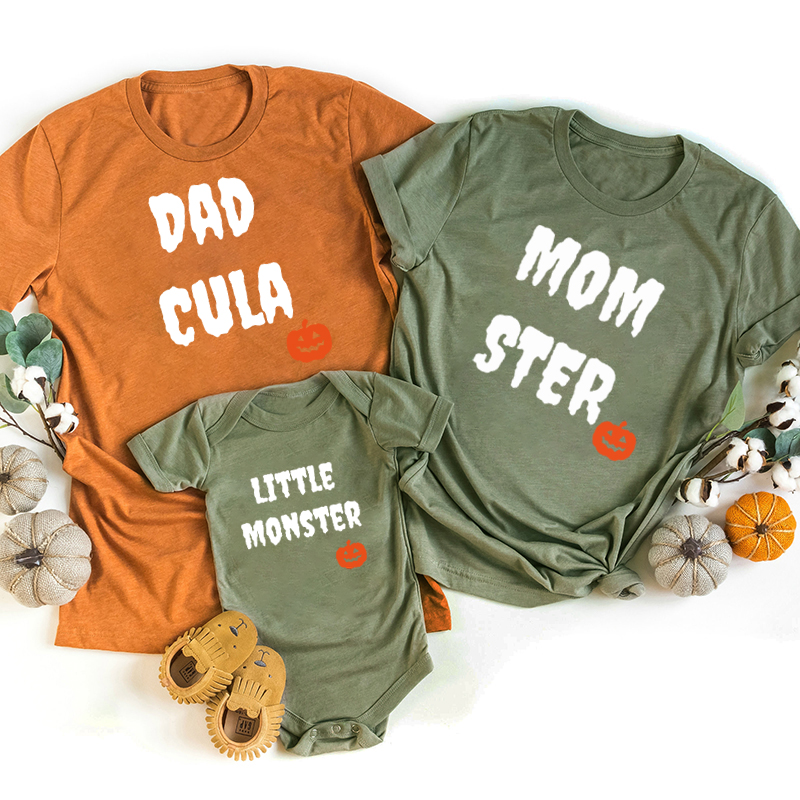 Halloween Momster Dadcula Pumpkin Family Matching Shirts