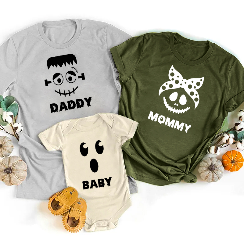 Halloween Ghost Faces Family Matching T-Shirts