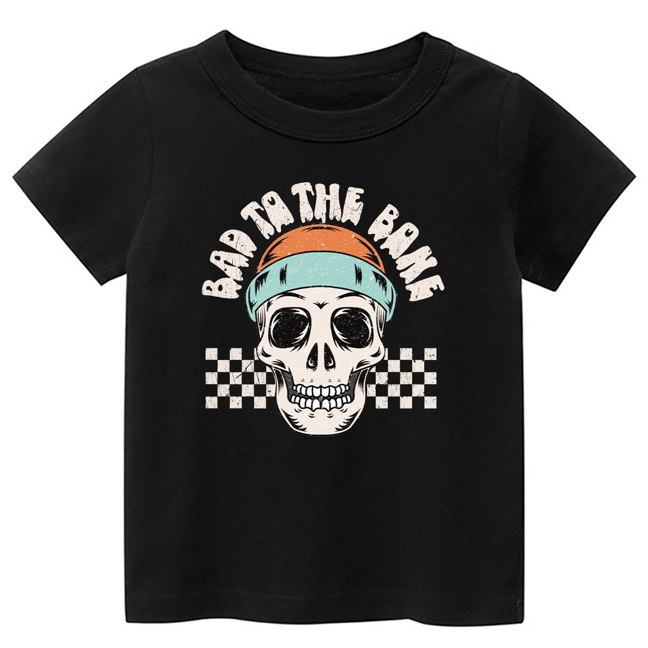 Bad To The Bone Skull Halloween Toddler Shirt