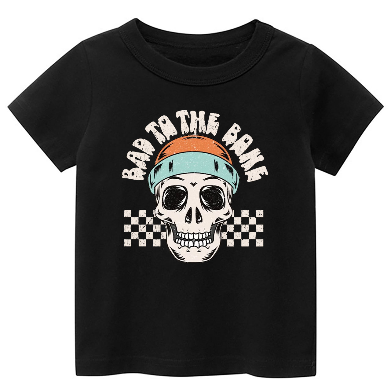 Bad To The Bone Skull Halloween Toddler Shirt