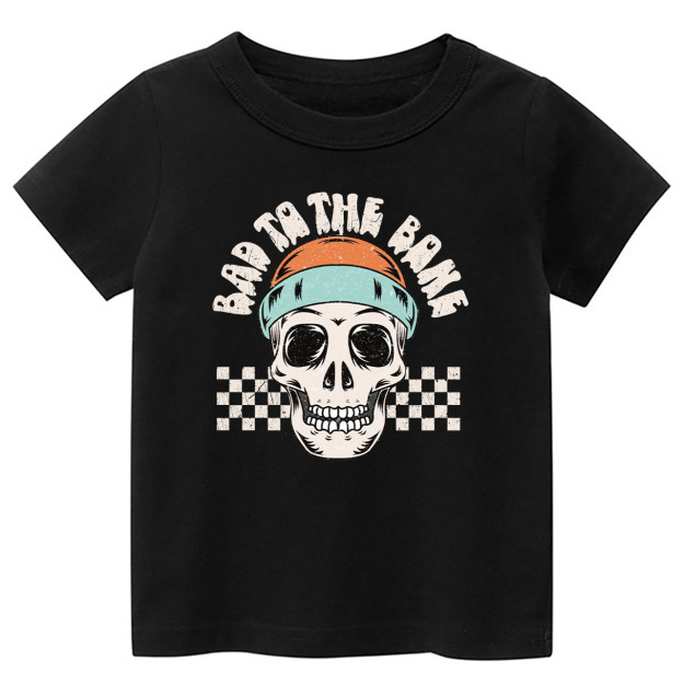 Bad To The Bone Skull Halloween Toddler Shirt