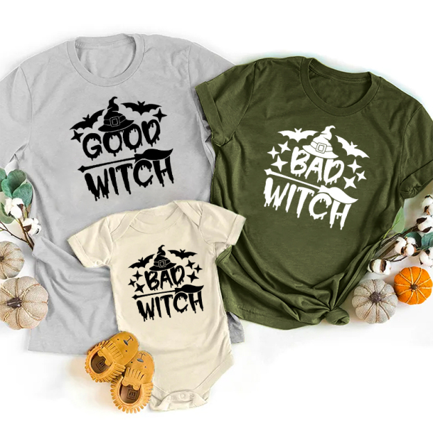 Halloween Good & Bad Witch Matching Family Shirt
