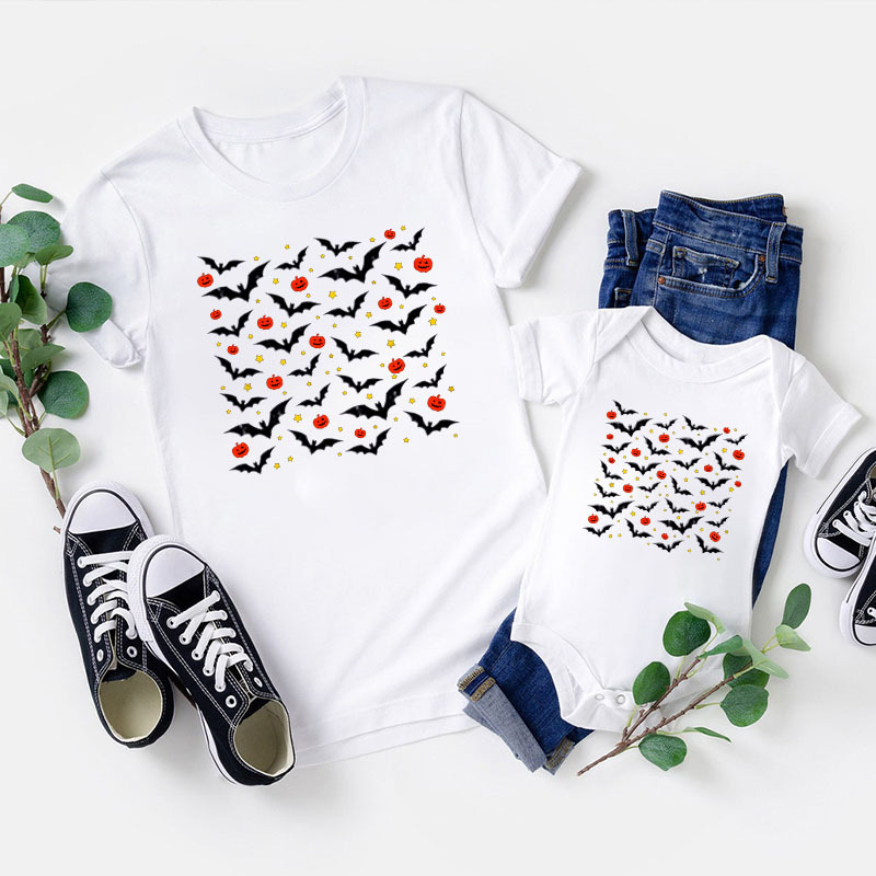 Halloween Bats And Pumpkins Matching Family Tees