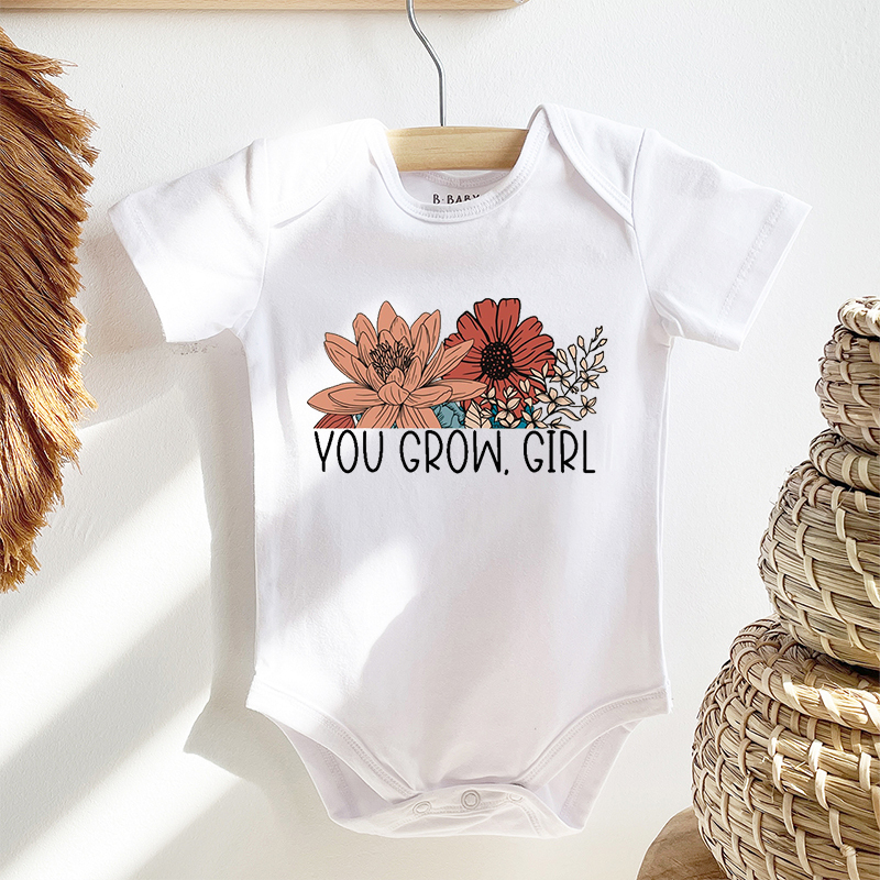 You Go Girl Flower Bodysuit For Baby