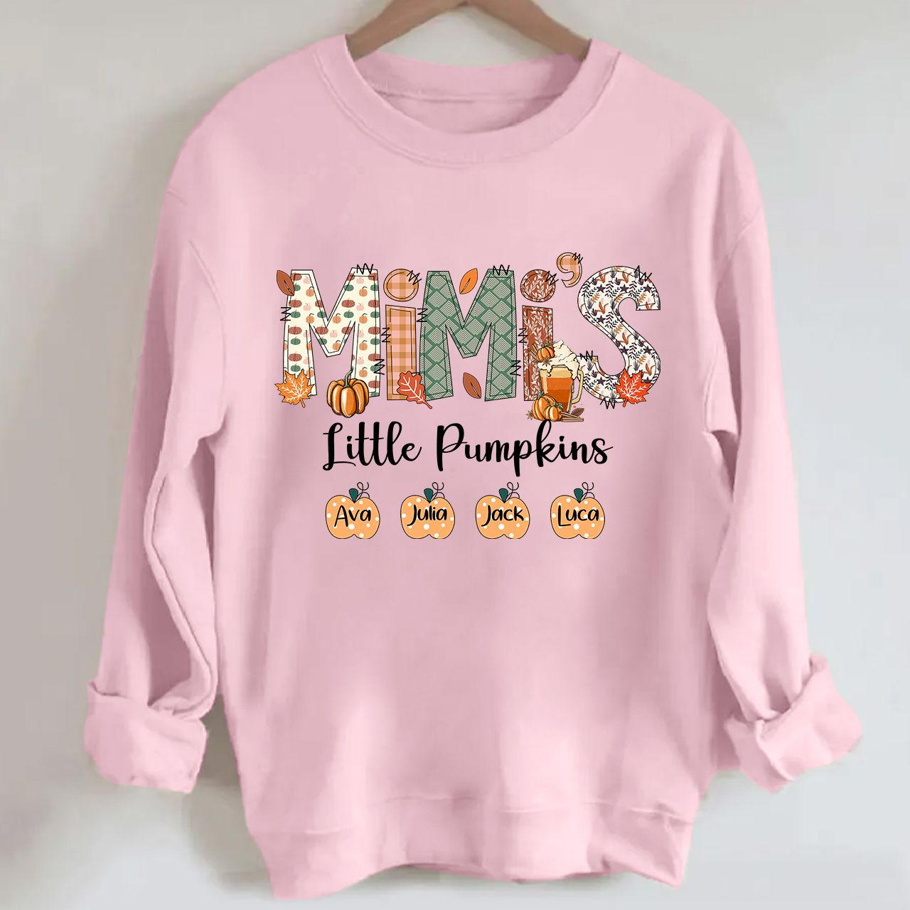 Personalized Fall Pumpkins Sweatshirt With Kids Name