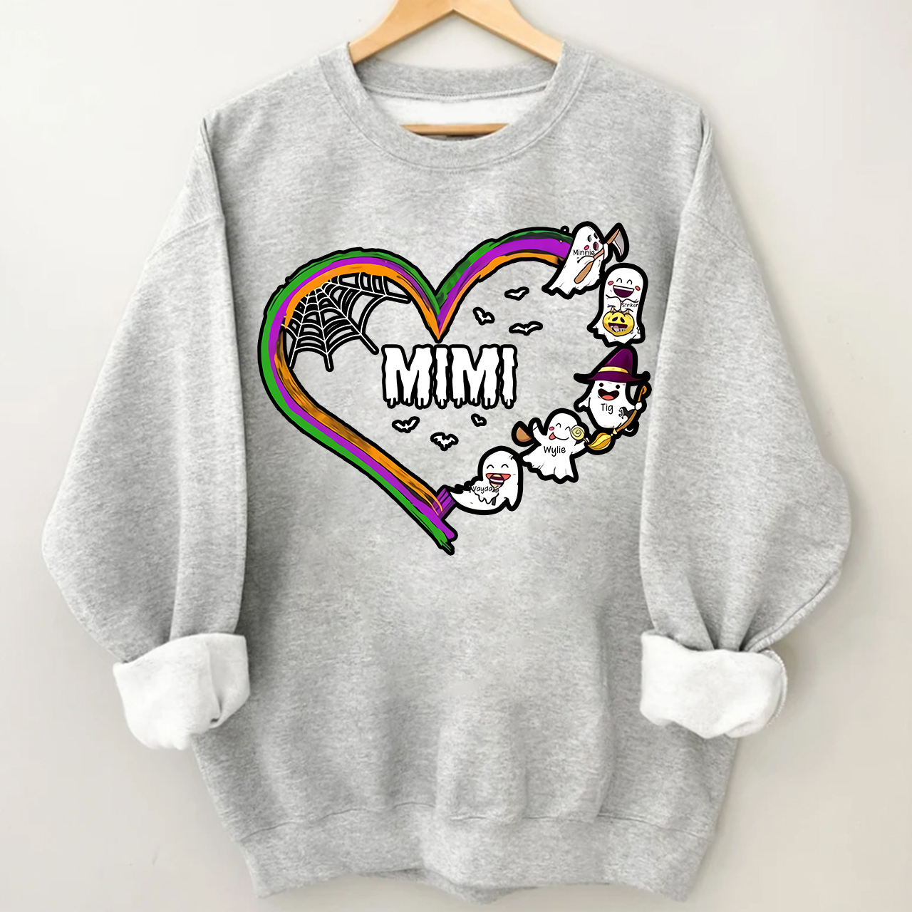 Personalized Halloween Hart Sweatshirt With Kids Name