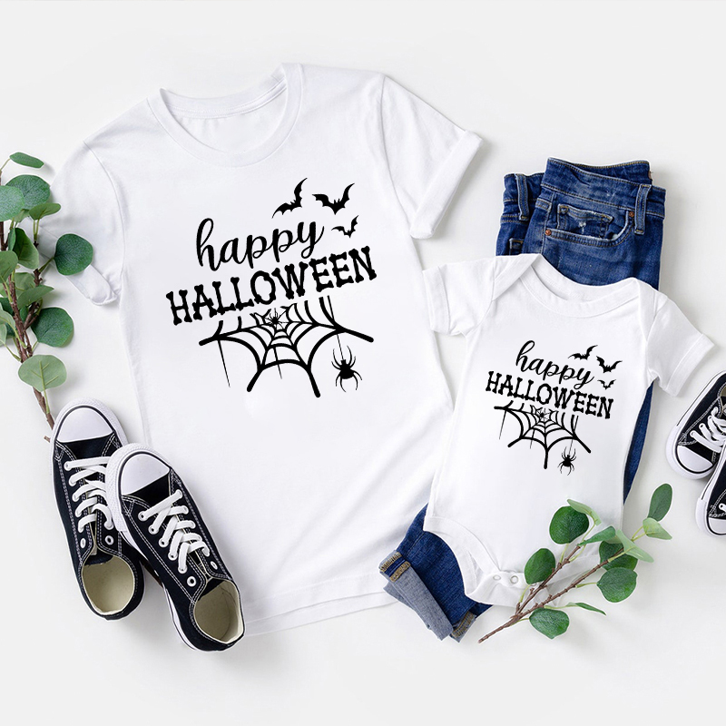 Happy Halloween Bat And Spider Family Matching Shirts