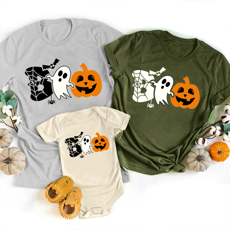 Halloween Boo Ghost Pumpkin Family Matching Shirts