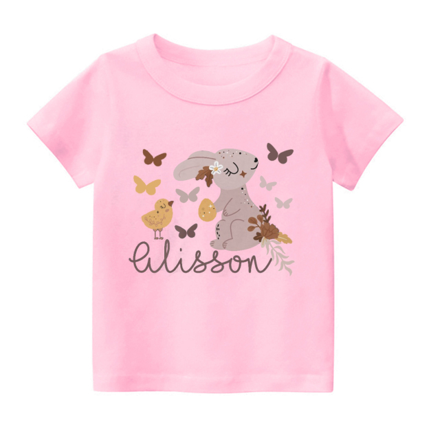 Personalized Butterfly Chick And Bunny Easter Toddler Shirt