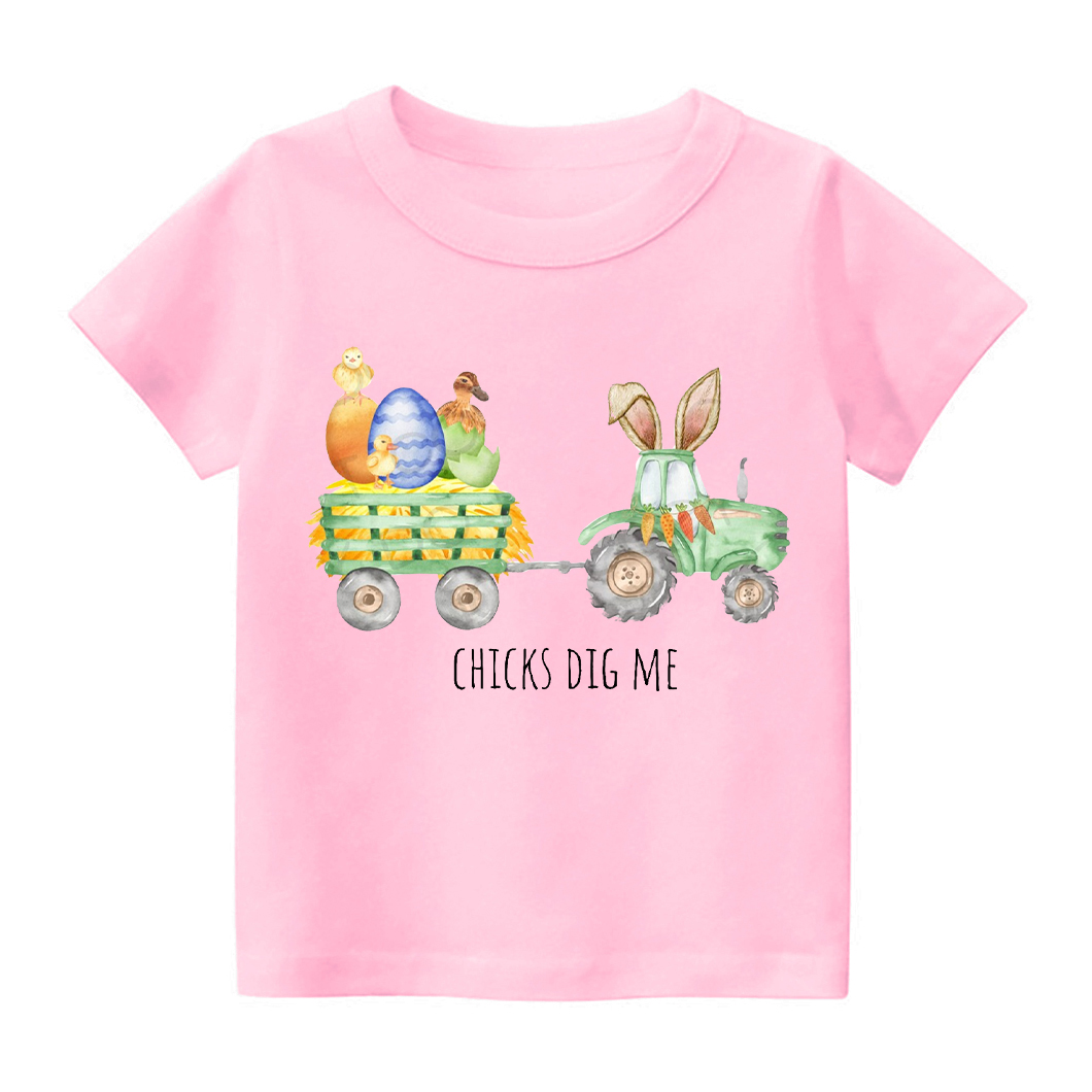 Chicks Dig Me Easter Tractor Easter Toddler Shirt