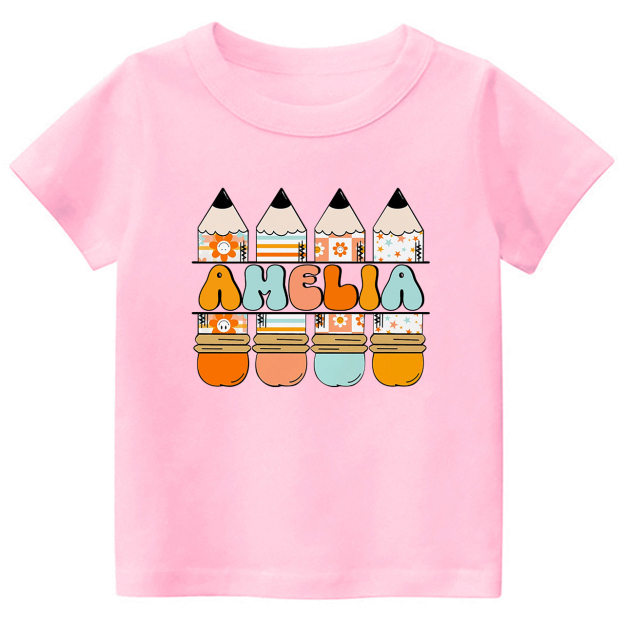 Personalized Pencil Kids Name Back To School Toddler Shirts