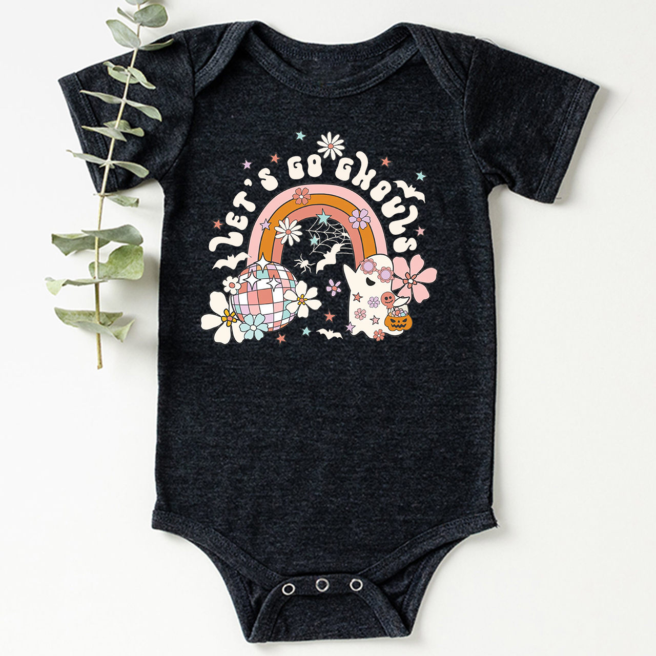 Let's Go Ghouls Retro Natural Baby Bodysuit