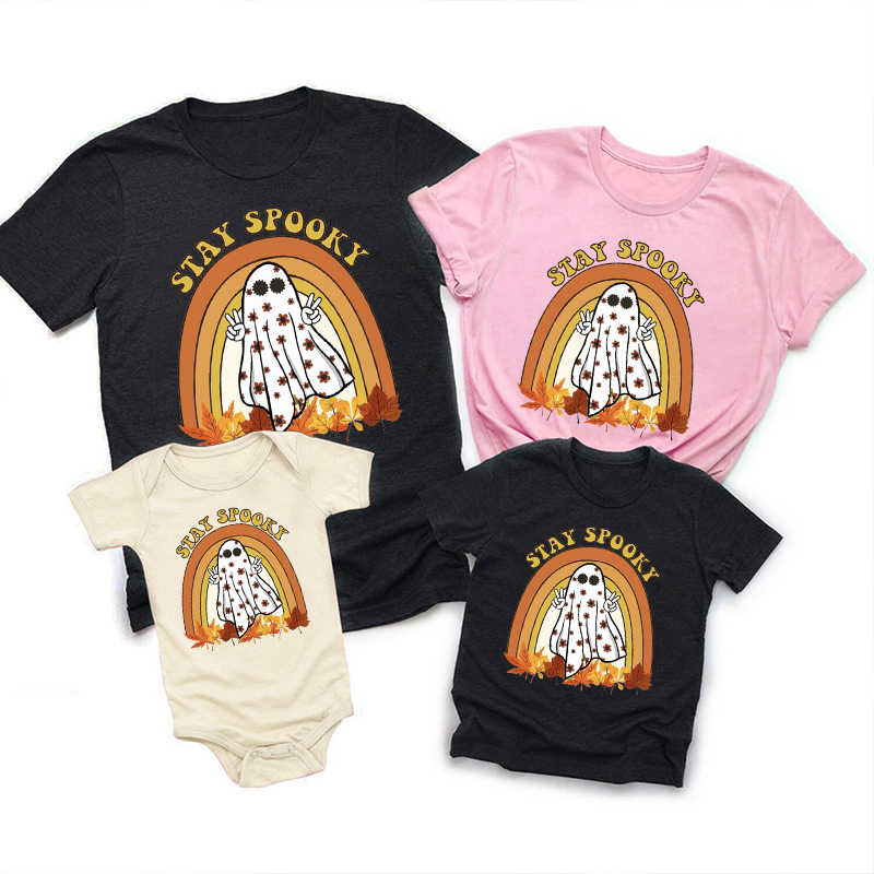 Maple Leaf Spooky Season Halloween Family Matching Shirts
