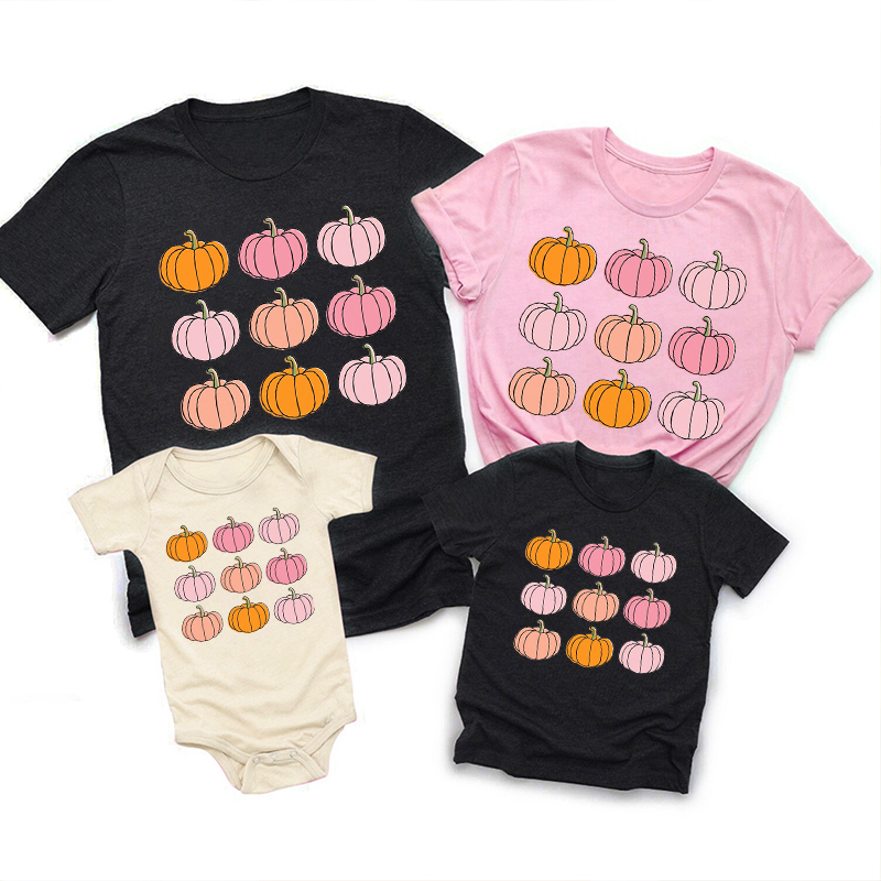 Pink Pumpkin Patch Halloween Family Matching Shirts