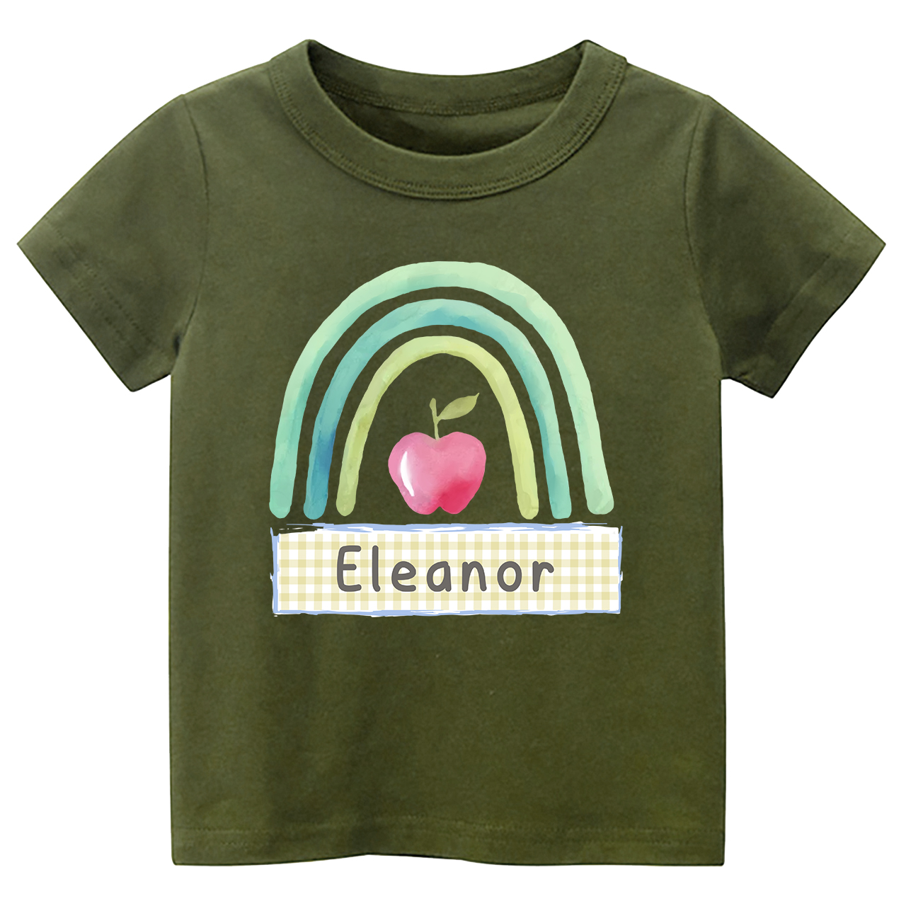 Personalized Apple Rainbow Name Monogram Kids Shirt