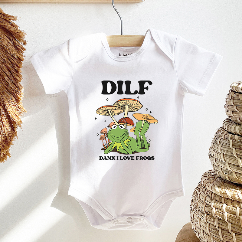 Damn I Love Frogs Dilf Bodysuit For Baby