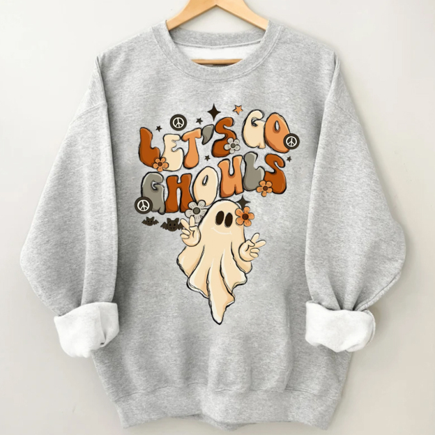 Vintage Halloween Sweatshirt-Lets Go Ghouls