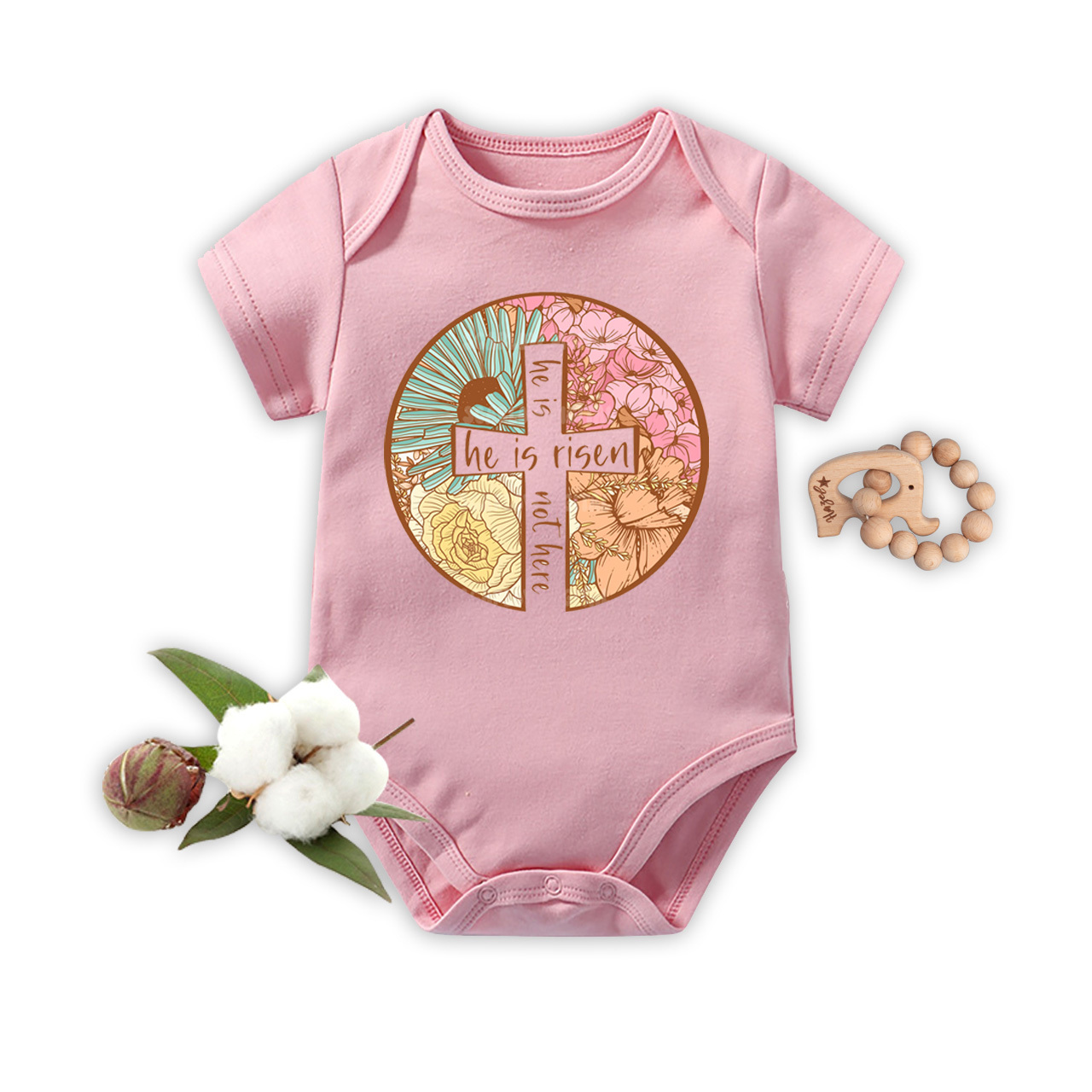 He Is Risen Christian Easter Design Bodysuit For Baby