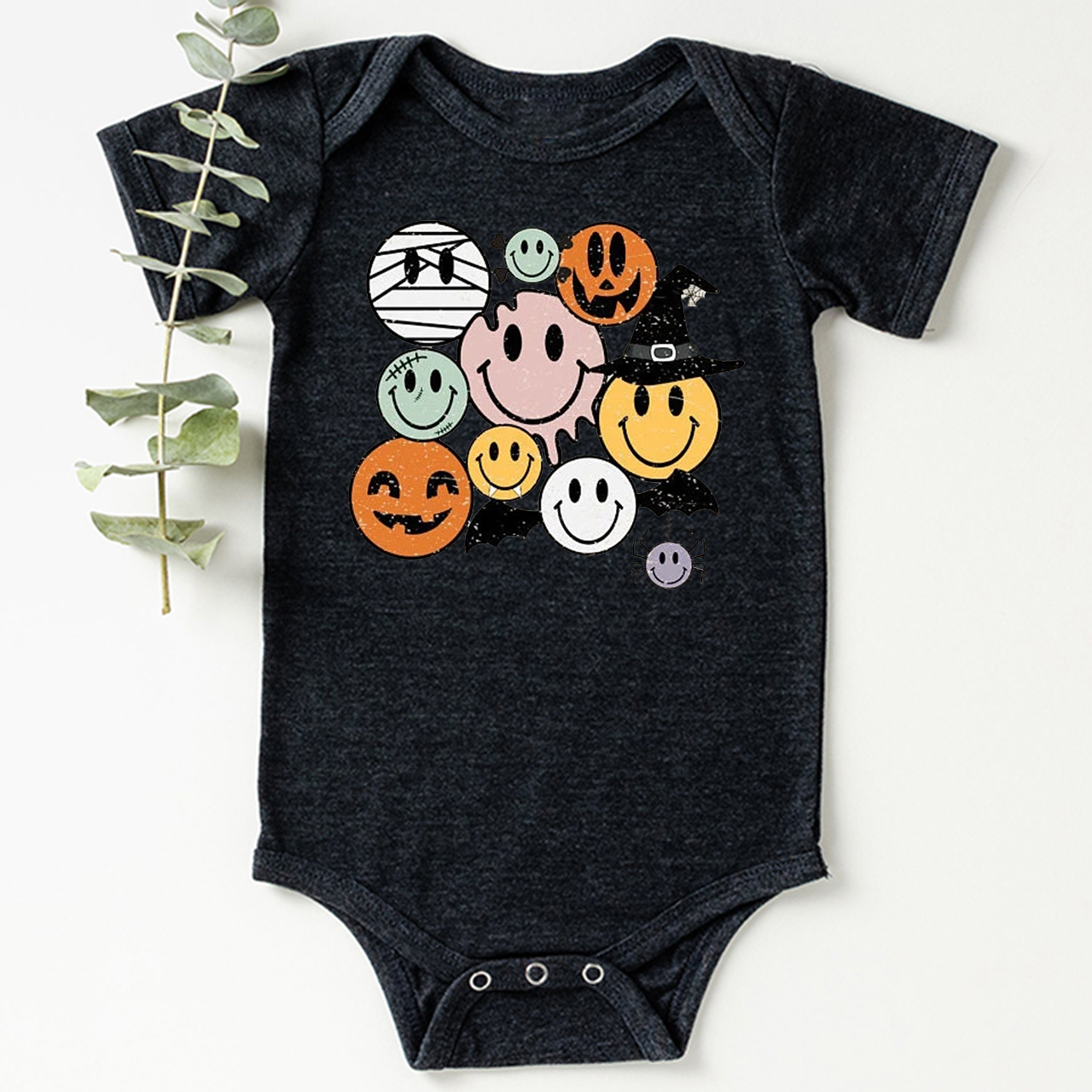  Retro Halloween Cute Ghost Natural Bodysuit For Baby