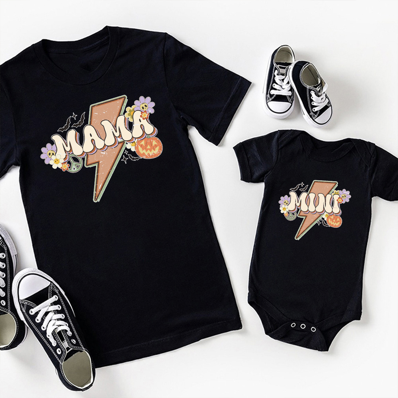 Halloween Flower Lightning Mama Mini Mom&Me Matching Shirt