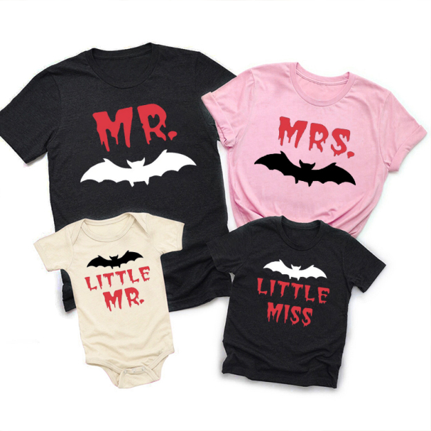 Mr And Mrs Halloween Bat Tees For Family