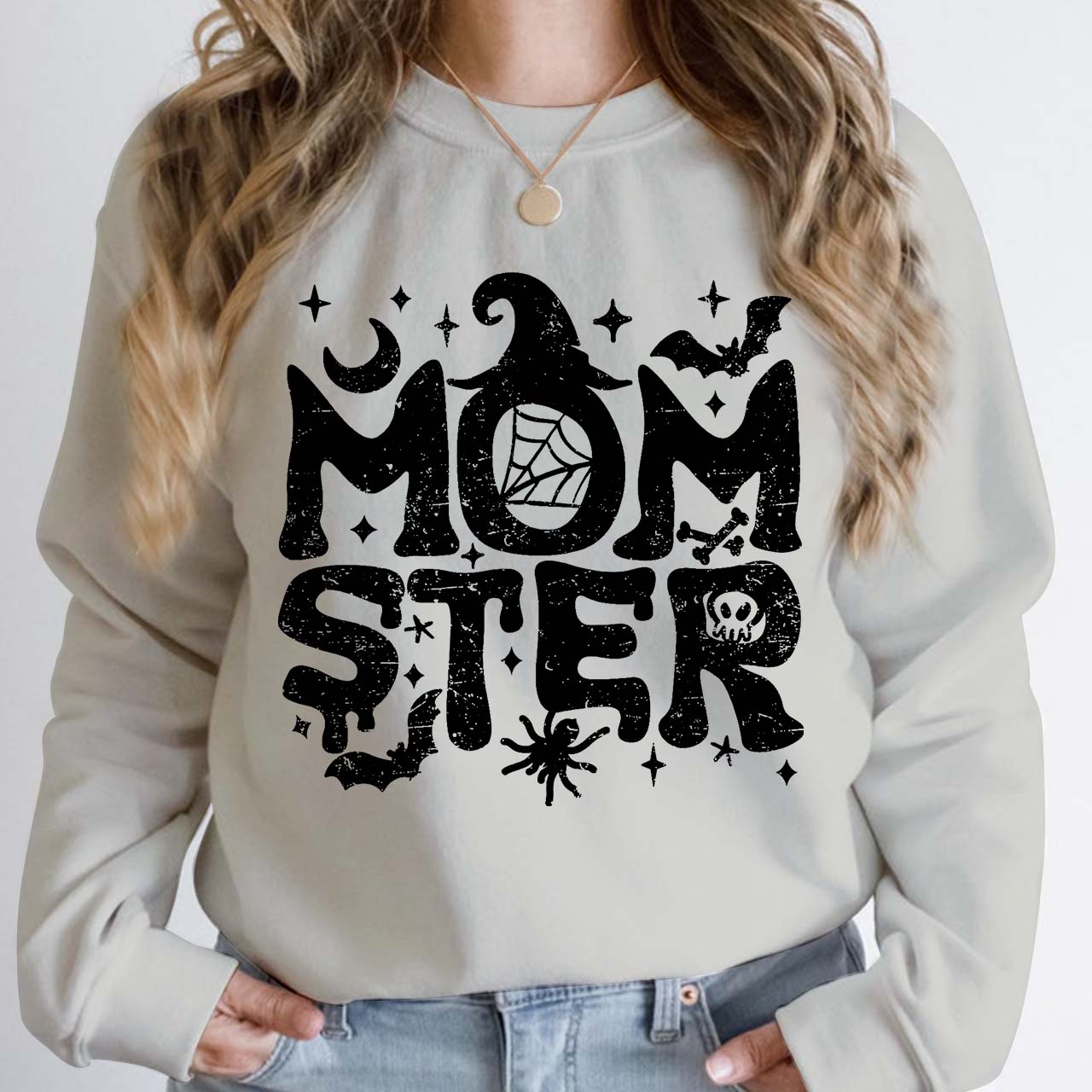 Halloween Momster Moon Bat Sweatshirt For Mama