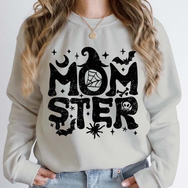 Halloween Momster Moon Bat Sweatshirt For Mama
