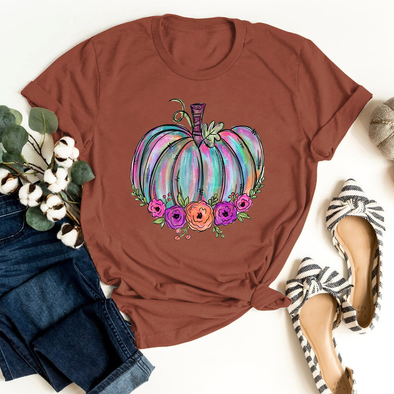 Watercolor Pumpkin Cute Fall T-shirts