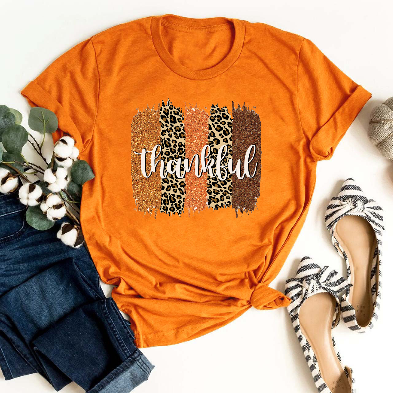 Leopard Thankful Fall Shirts