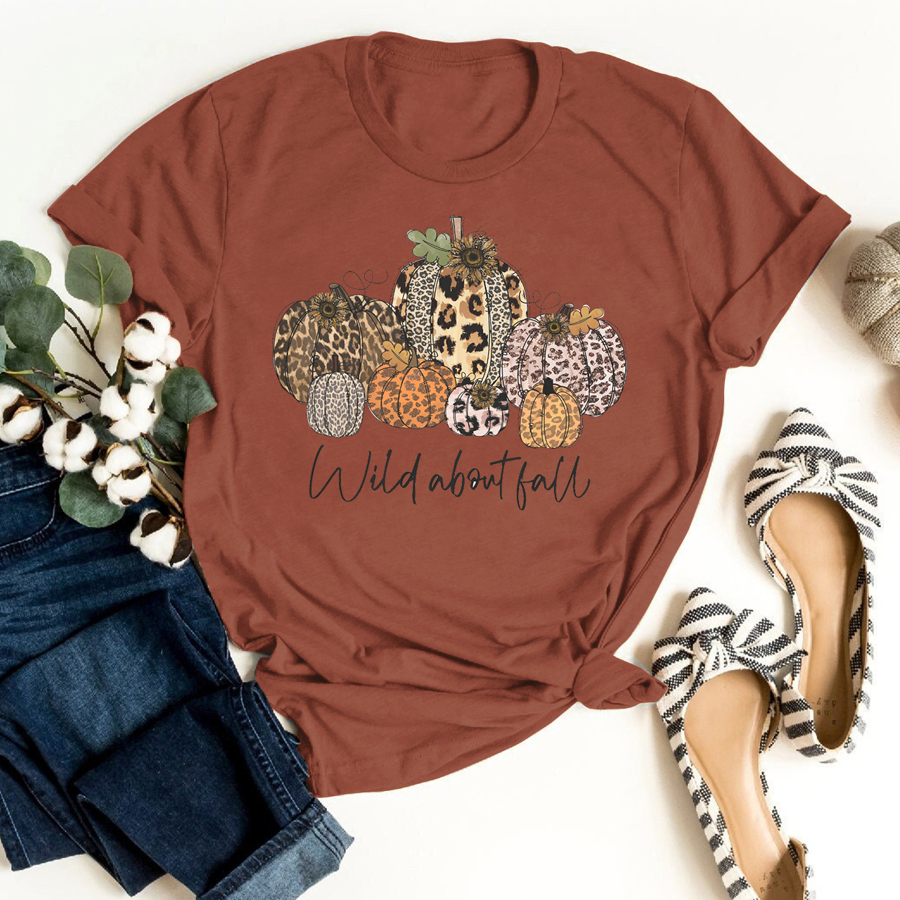 Wild About Fall Leopard Pumpkin Shirts
