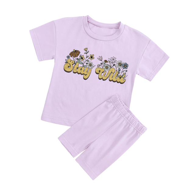 Stay Wild Kids Biker Shorts&Tee