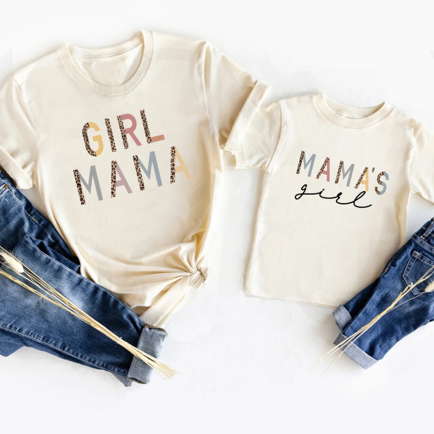 Leopard Print Girl Mama Matching Tees For Mother's Day