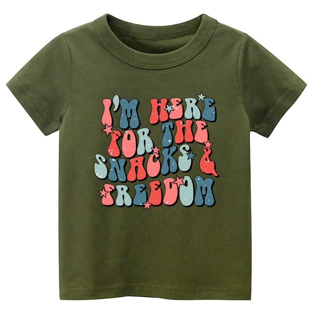 I'm Here For The Snacks&Freedom Independence Day Toddler Tees