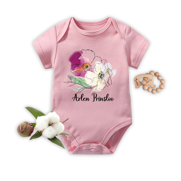 Personalized Ink Flowers Baby Bodysuit