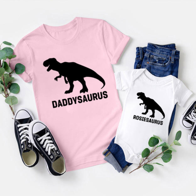 Matching First Father's Day Bodysuit & Shirts (Dysaurus)