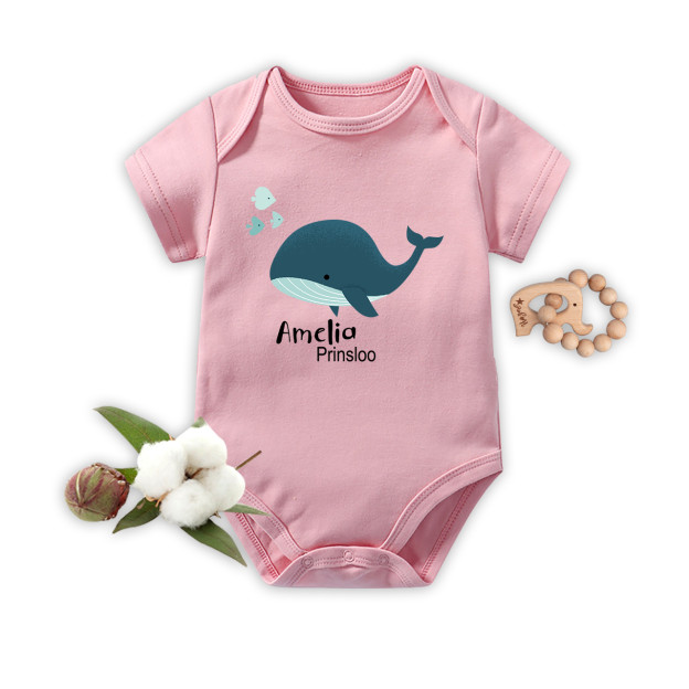 Personalized Blue Whale Baby Bodysuit